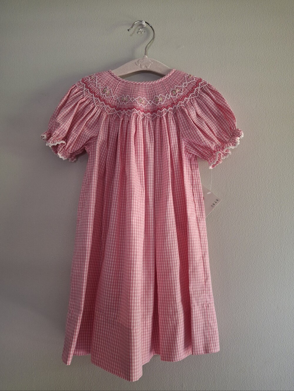 *New*Rosalina Collections Floral Gingham Smocked Dress 12m